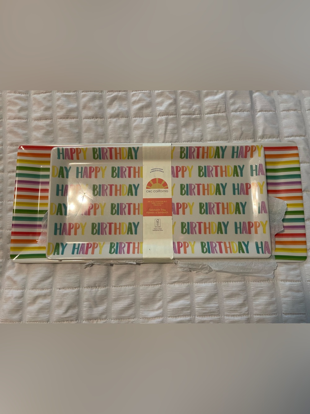 C&C California Rainbow "Happy Birthday" Sandwich Tray Set of 2